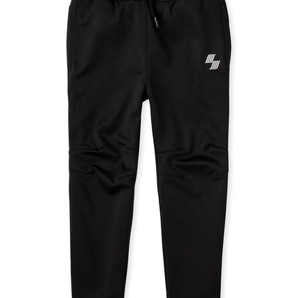 Pantalones deportivos de punto de rendimiento para niños de The Children's Place, negros lisos, talla XS