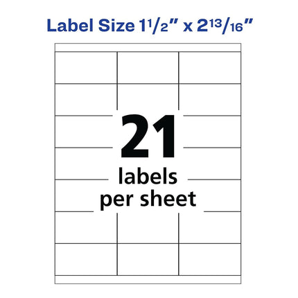 Etiquetas Avery para copiadora, 1-1/2" x 2-13/16", 2,100 etiquetas blancas mate (5360)