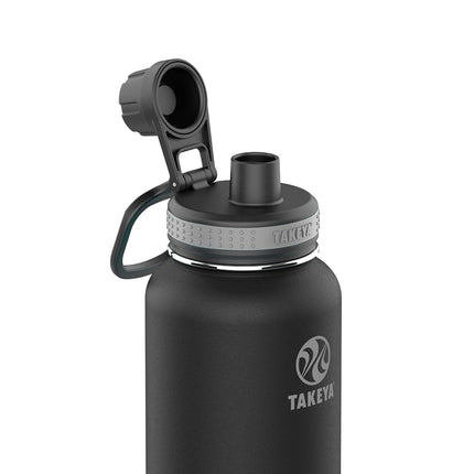 Botella de agua de acero inoxidable con aislamiento al vacío Takeya Originals, 1.2 litros / 40 onzas, negra