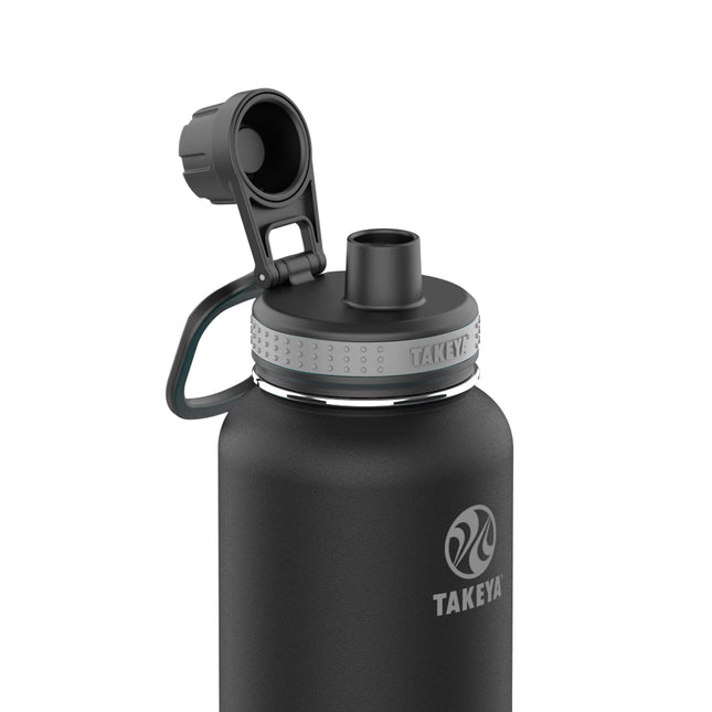 Bouteille d'eau Takeya Originals en acier inoxydable isolée sous vide, 1,2 litre / 40 onces, noire