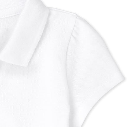 The Children's Place Baby Girls' and Toddler Short Sleeve Pique Polo, White, Small
