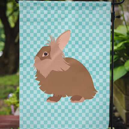 Caroline's Treasures BB8134GF Bandera de jardín a cuadros azul con conejo Lionhead, tamaño, multicolor