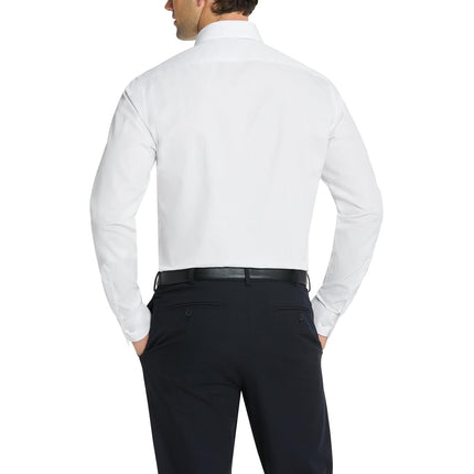 Van Heusen Men's Dress Shirt Fitted Poplin Solid, White, 15.5" Neck 32"-33" Sleeve