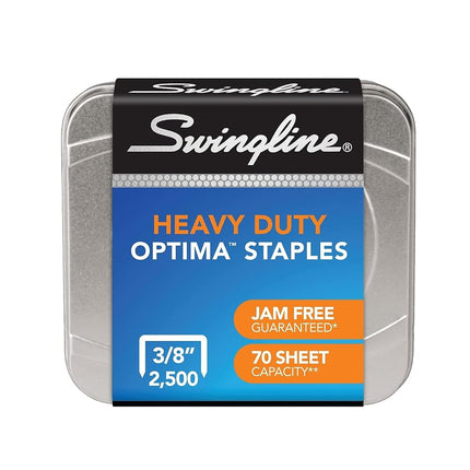 Swingline Optima Staples Heavy Duty 3/8" Length No Paper Jam 125/Strips, 2500/Box, 1 Box (35550)