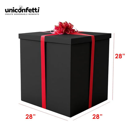 Extra Large Gift Box 28x28x28"—Giant Black Gift Boxes with Lid for Large Gifts, Big Presents for Birthday Surprise, Special Occasions, Unique Celebrations, Not for Heavy-Duty Storage Use