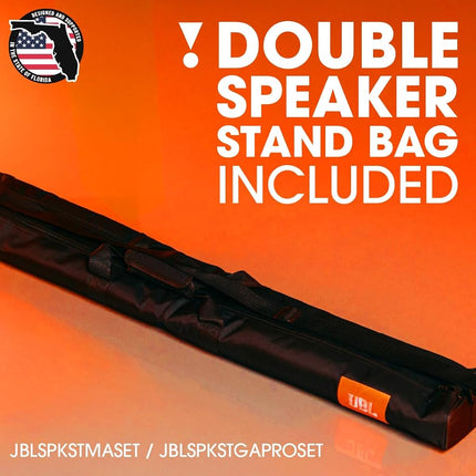 JBL Bags Standard Speaker Stand Set with Adjustable Height and Dual Diameter Pole; Includes (2) Speaker Stands and Carry Bag (JBLSPKSTMASET), Black