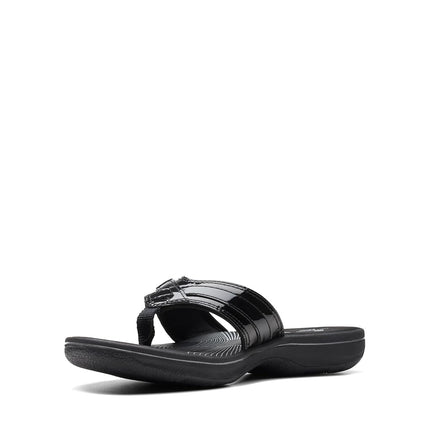 Clarks Women's Breeze Sea Flip-Flop, Black Patent, 2.5 UK
