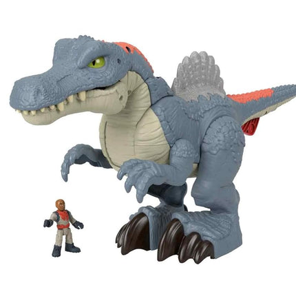 Imaginext Jurassic World Dinosaur Toy, Ultra Snap Spinosaurus with Lights Sounds and Chomping Action plus Figure for Preschool Play, HML41,Multicolor,Large