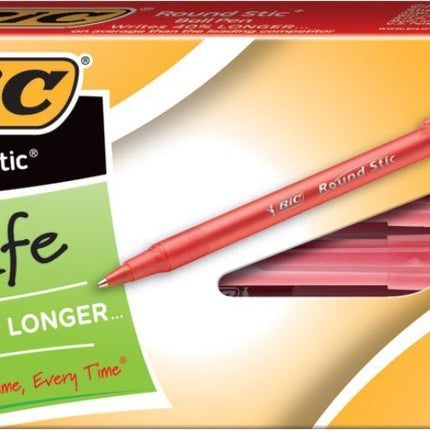 BIC Round Stic Xtra Life Ballpoint Pen, Medium Point (1.0mm), Blue, 12-Count