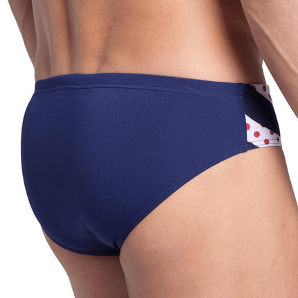 ARENA Men's Performance Stripes Swim Briefs, Navy/Multi, 26