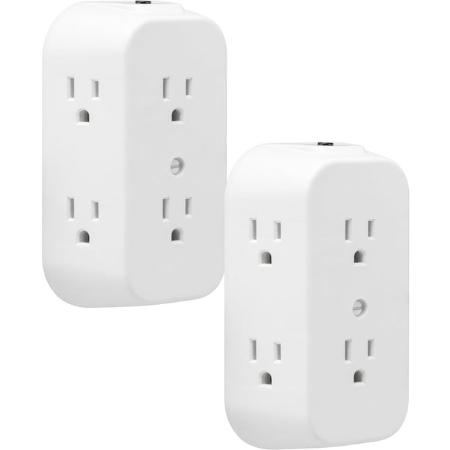 GE 6-Outlet Extender, 2 Pack, Grounded Wall Tap, R
