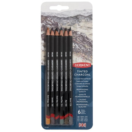 Derwent Tinted Charcoal Drawing Pencils, Set of 6,
