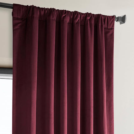 HPD Half Price Drapes Heritage Plush Velvet 120 Inches Long Darkening Curtains for Bedroom & Living Room 50W x 120L, (1 Panel), Dark Merlot, 50" W x 120" L (Pack of 1)