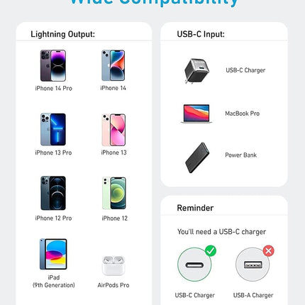 Anker 310 USB C to Lightning Cable(6FT,2Pack, Blue), MFi Certified for iPhone 14 Series, and More(Charger Not Included)