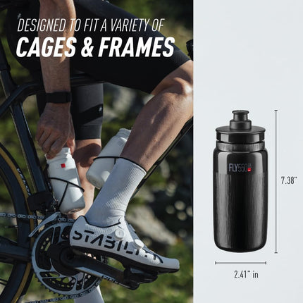 ELITE Fly MTB Water Bottle Grey – Ultra Lightweight Mountain Bike Cycling Bottle with Dust Cap – 950ml – For Trail Riding, XC & Enduro