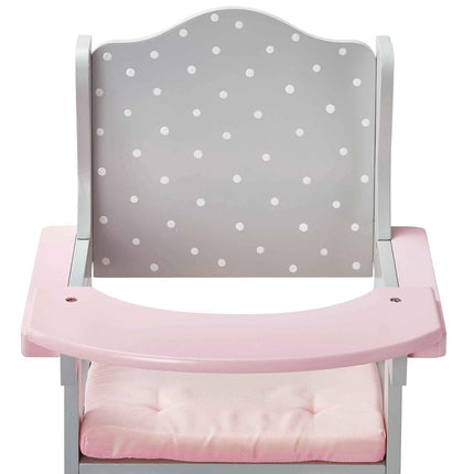 Olivia’s Little World Polka Dot Princess Baby Doll High Chair with Tray, Grey