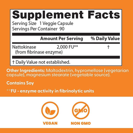 Doctor's Best Nattokinase 2,000 Fu, Non-GMO, Gluten Free, Vegan, Supports Cardiovascular and Circulatory Health, 90 Veggie Caps