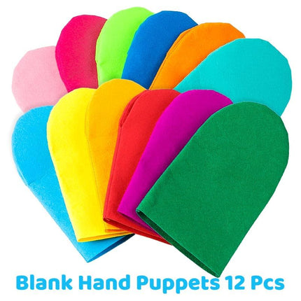 WATINC 12Pcs Hand Puppet Making Kit for Kids Art Craft Felt Sock Puppet Creative DIY Make Your Own Puppets Pipe Cleaners Pompoms Storytelling Role Play Party Supplies for Girls Boys