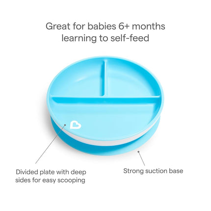 Munchkin Stay Put Divided Suction Plates, Blue/Green