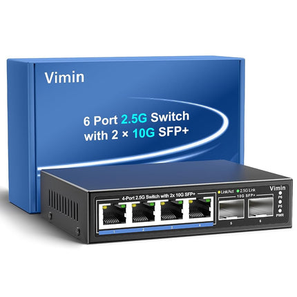 6 Port 2.5G Unmanaged Switch with 2x10G SFP, 4X 2.