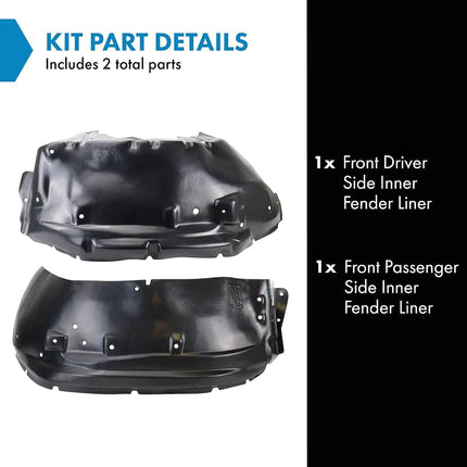TRQ Front Inner Fender Liner Set Compatible with 2007 Chevrolet Colorado GMC Canyon