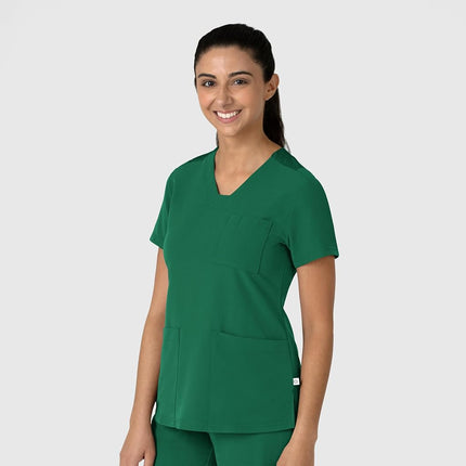 WonderWink Women's Flex-n-Reach V-Neck Scrub Top, Hunter, 2X
