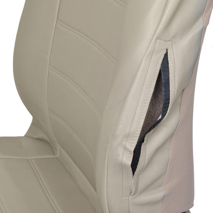 Motor Trend SC-4930-BG Beige PU Leather Seat Covers for Car and SUV Front Pair Set of 2-Leatherette Grade