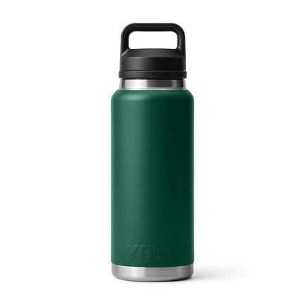 YETI Rambler 36 oz Bottle, Vacuum Insulated, Leakproof, Stainless Steel with Chug Cap, Black Forest Green