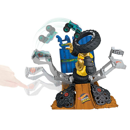 Hot Wheels Monster Trucks Arena Smashers Mega-Wrex vs. Crushzilla Takedown with 1:64 Scale Mega-Wrex Toy Truck and 2 Crushable Cars, HPR47
