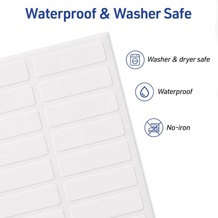 Avery No Iron Clothing Labels, Washer & Dryer Safe, Writable Fabric Labels, 54 Labels, 1 Pack (40720), White, 1/2"x1-3/4"