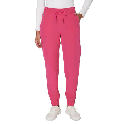 Hanes Women's Scrubs Cargo Joggers, Healthcare Scrub Joggers for Women, Moisture Wicking, Fuchsia Pink, Large