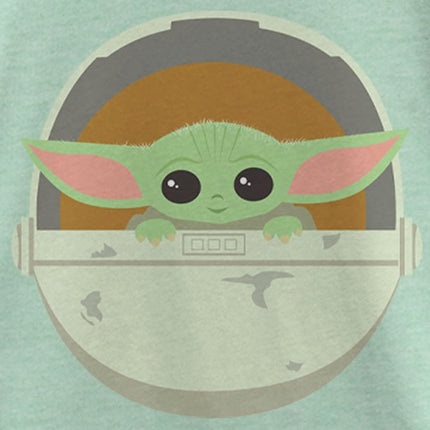 STAR WARS Mandalorian Simple Carriage Girl's Heather Crew Tee Shirt, Mint, Medium