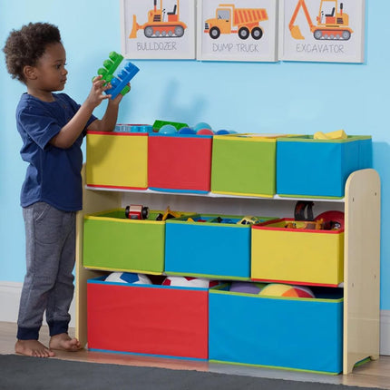 Delta Children Deluxe 9-Bin Toy Storage Organizer - Greenguard Gold Certified, Natural/Primary