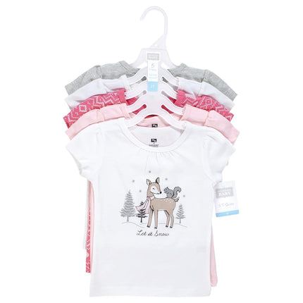 Hudson Baby Camisetas de manga corta unisex para bebé, diseño de animales de invierno para niña, 6-12 meses