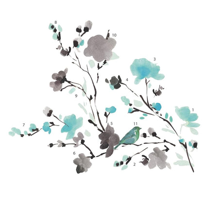 RoomMates 54124 Flowers & Bird Water Colour Paint