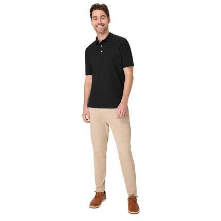 Hanes Men's FreshIQ Polo Shirt, Men’s X-Temp Polo Shirt, Moisture-Wicking Performance Polo Shirt, Black, 3XL