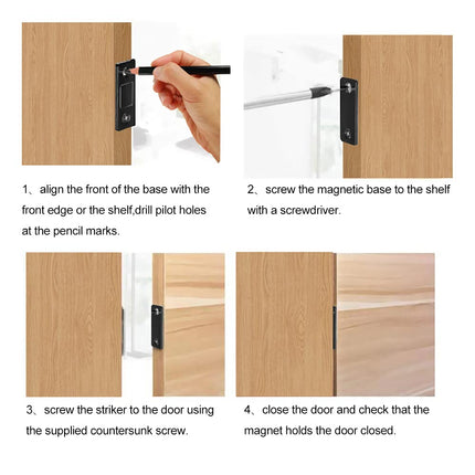 Mousike Magnetic Door Catch Ultra Thin Cabinet Magnets Stainless Steel Drawer Magnet Catch for Sliding Door Closure Kitchen Cabinet Cupboard Closet Closer (Black-16Pack)