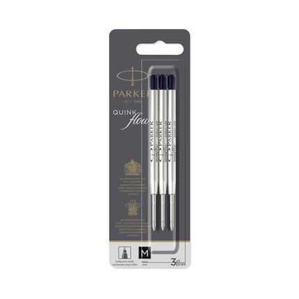 Parker Ballpoint Pen Refills | Medium Point | Black QUINKflow Ink | 3 Count