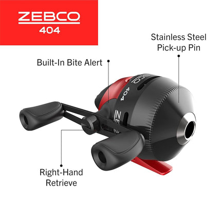 Zebco 404 Spincast Freshwater Combo, 2.8:1 Gear Ratio, 0 Bearings, 6' Length 2pc, 8-12 lb Line Rating, Right Hand, Multi, One Size (1545C602M.NS3)