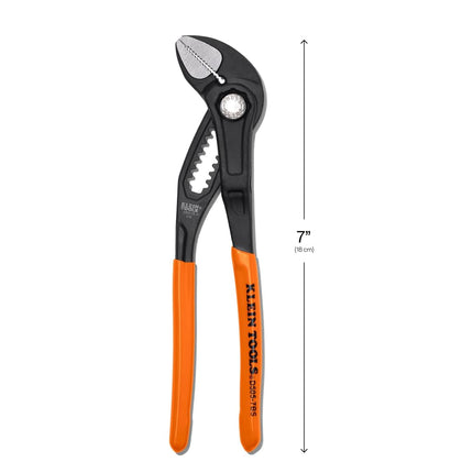 Klein Tools D5057BS 7-Inch Straight Jaw Quick-Adjust Pump Pliers, Adjustable Pliers, Heavy-Duty Hand Tool with Serrated Teeth