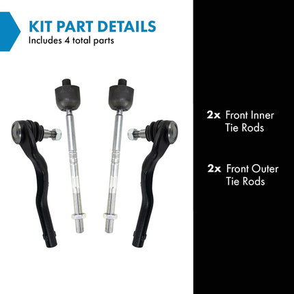 TRQ 4 Piece Front Inner & Outer Steering Tie Rod End Linkage Kit Set Compatible with CL S Class