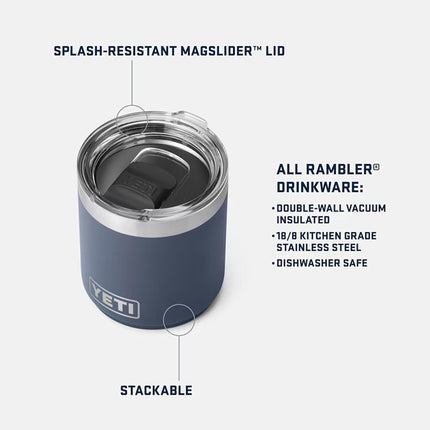 YETI Rambler 10 oz Stackable Lowball 2.0, Vacuum Insulated, Stainless Steel with MagSlider Lid, Seafoam