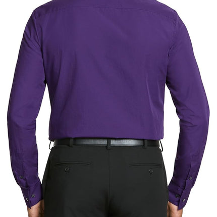 Van Heusen Men's Dress Shirt Regular Fit Poplin Solid, Purple Velvet, 18.5" Neck 36"-37" Sleeve