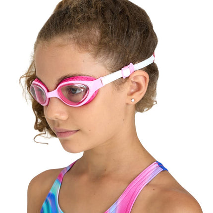 ARENA Unisex Kids Junior Air Mirror Swim Goggles for Swimming Ages 6 to 12 Air Seals Anti-Fog Coated Lens Adjustable Strap, Silver/Navy/Water