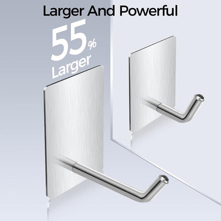 Adhesive Hooks Heavy Duty, Long Stainless Steel Self Adhesive Wall Hook, Sticky Towel Hangers for Kitchen Bathroom, Waterproof Stick on Door Hooks for Hanging Key Hat Coat by TONHTCAT