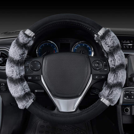 BDK Auto SW-2431-GR: Two-Tone Fur Steering Wheel Cover