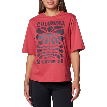 Columbia North Cascades Women's Casual T-Shirt, Daredevil/Floral Groove, X-Large