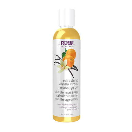 NOW Refreshing Massage Oil, Vanilla Citrus, 8-Ounc
