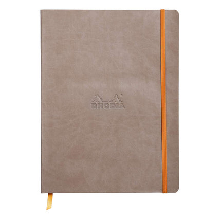 RHODIA 117504C - Taupe Soft Notebook - 19x25 cm - Lined - 160 pages - Clairefontaine Ivory Paper 90 g/m - Bookmark, Elastic Closure - Faux Leather Cover - Rhodiarama Collection