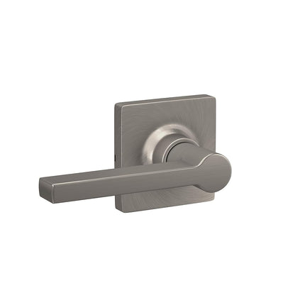 Lock Scout Straight Lever with Square Trim Dummy Door Handle, Satin Nickel Finish, 4 Pack